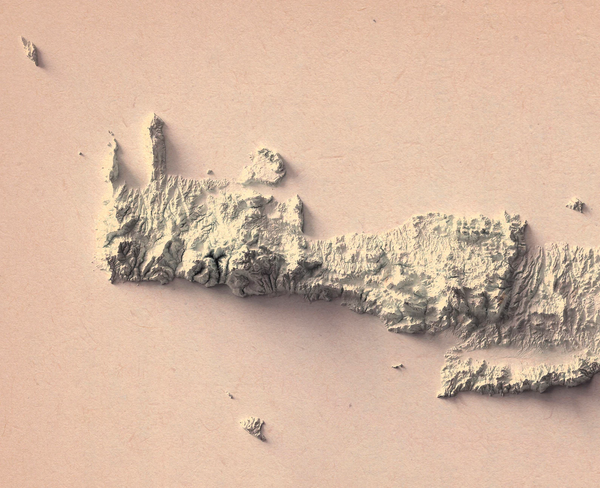 Image showing a vintage relief map of Crete, Greece