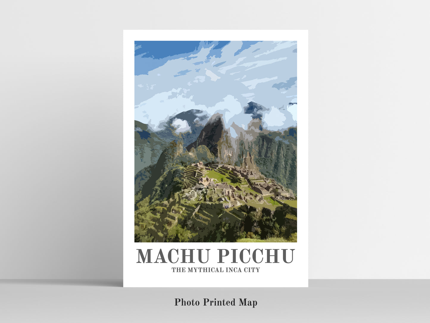 vintage travel poster of machu picchu, peru