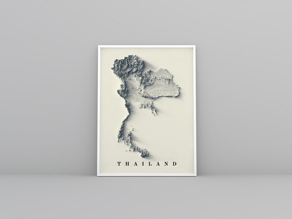 vintage shaded relief map of the thailand