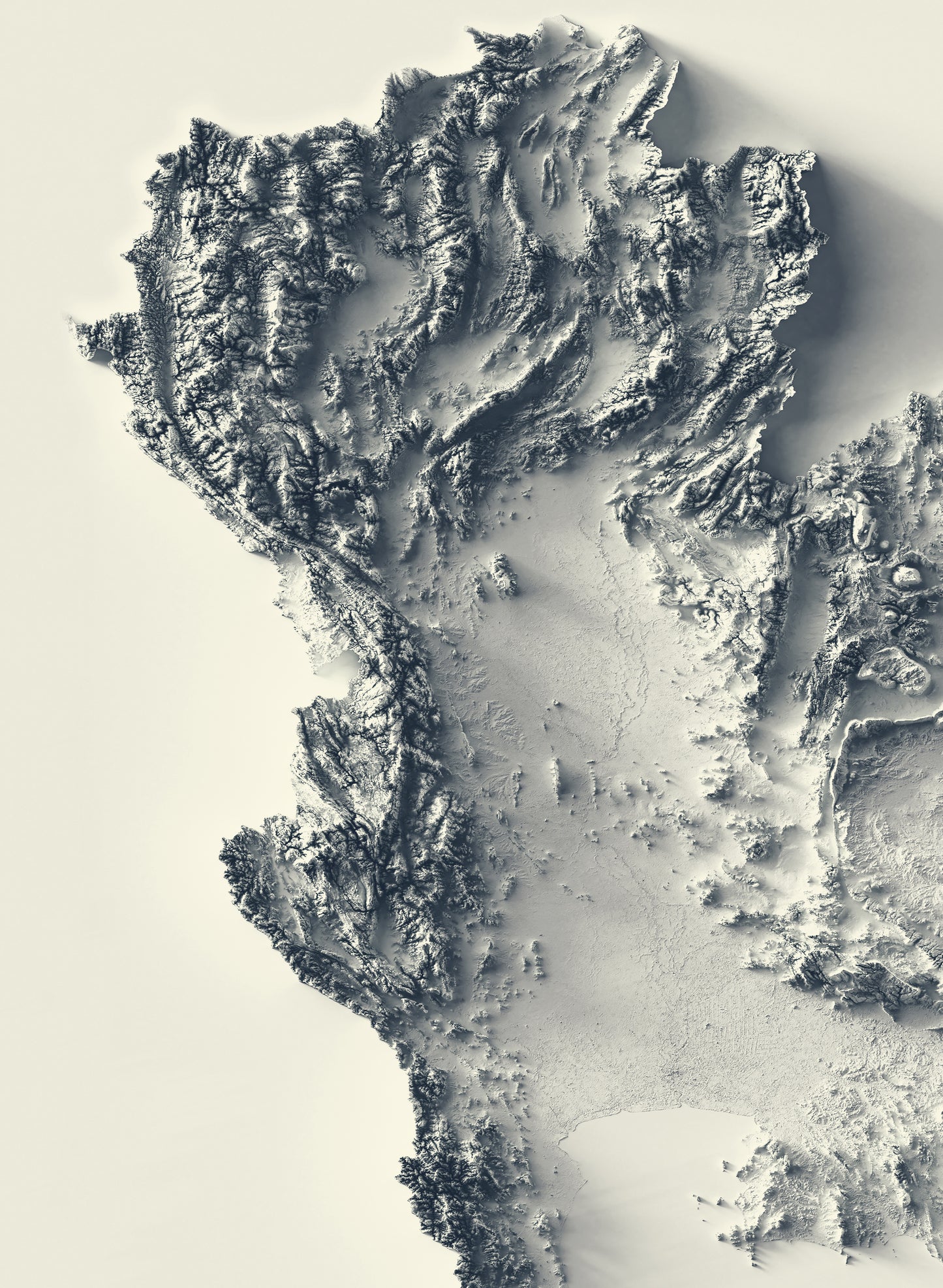 vintage shaded relief map of the thailand