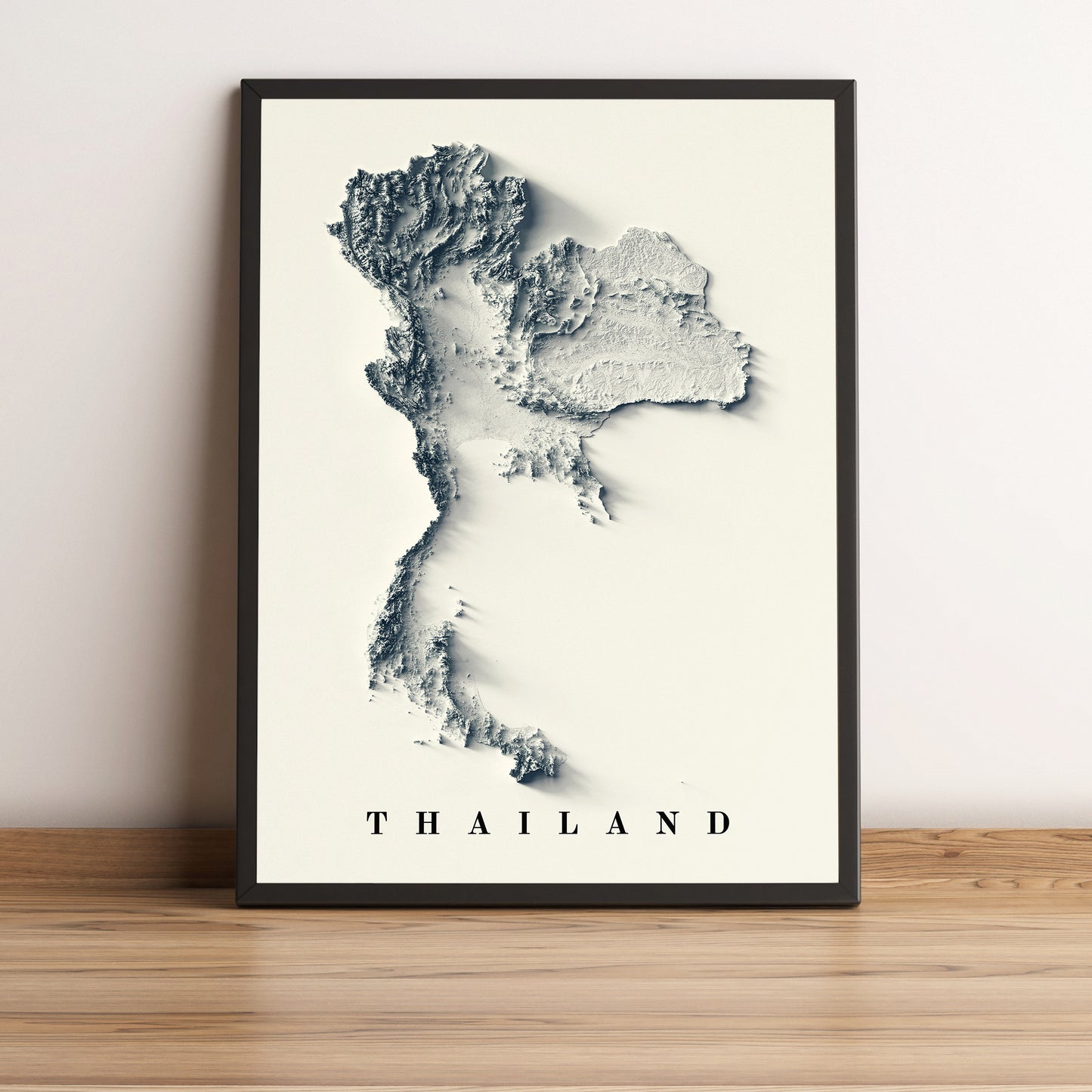 vintage shaded relief map of the thailand