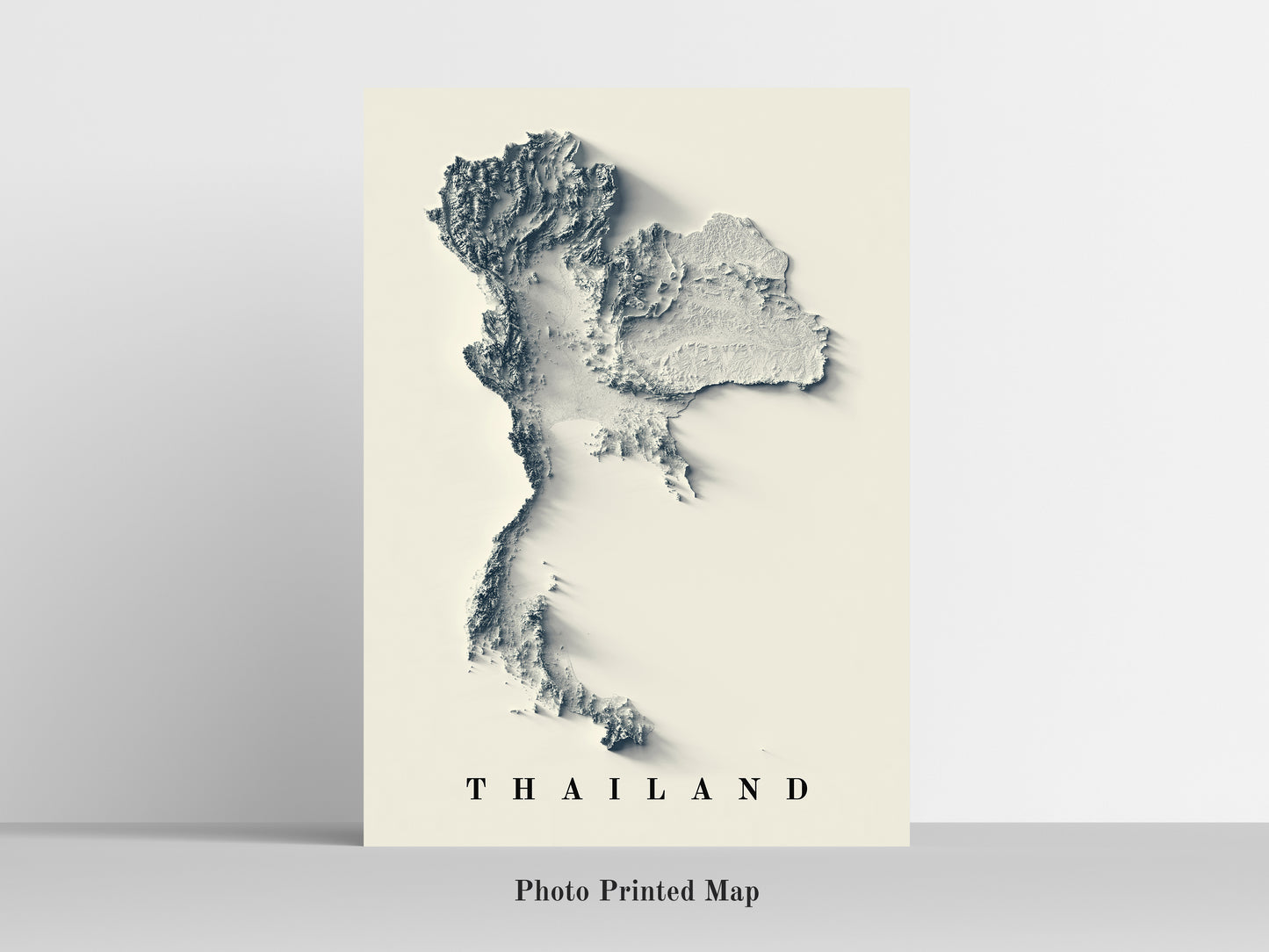 vintage shaded relief map of the thailand