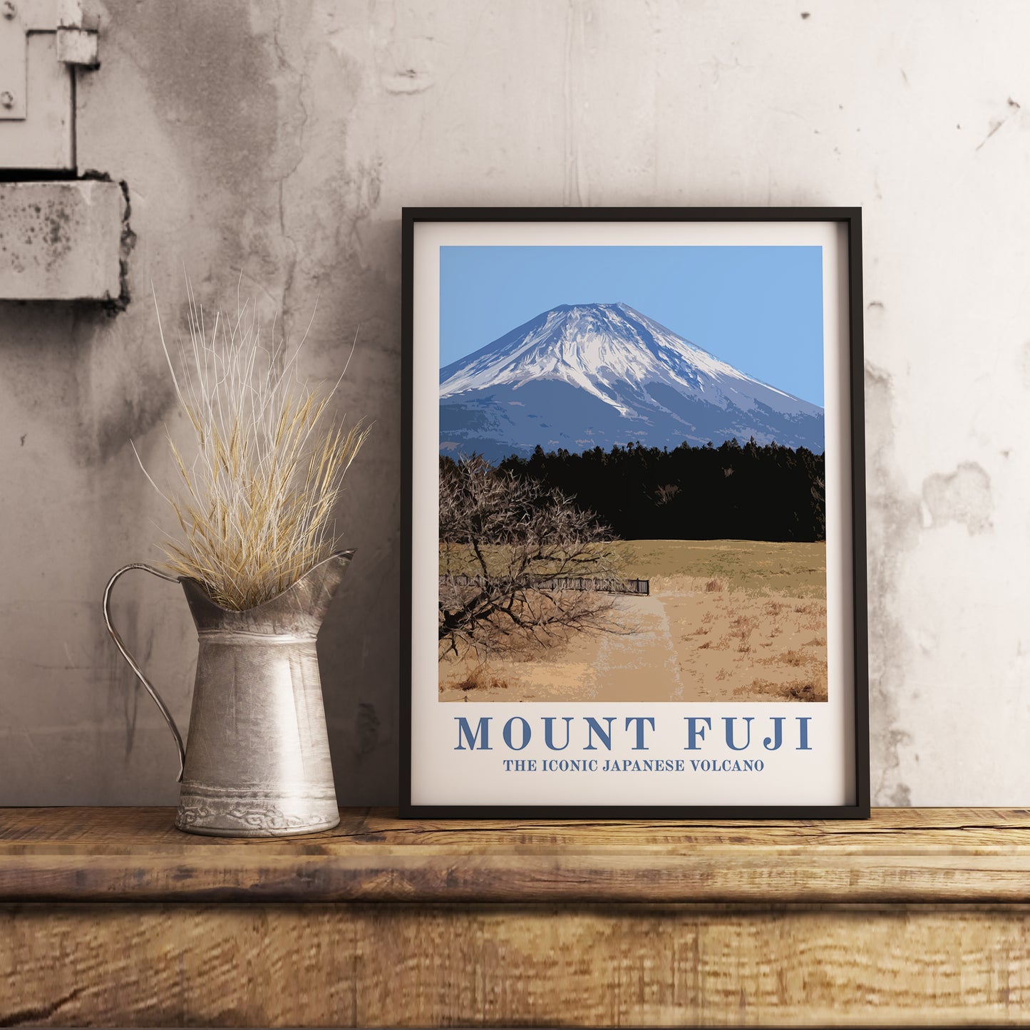 vintage travel poster of Mount Fuji, Japan