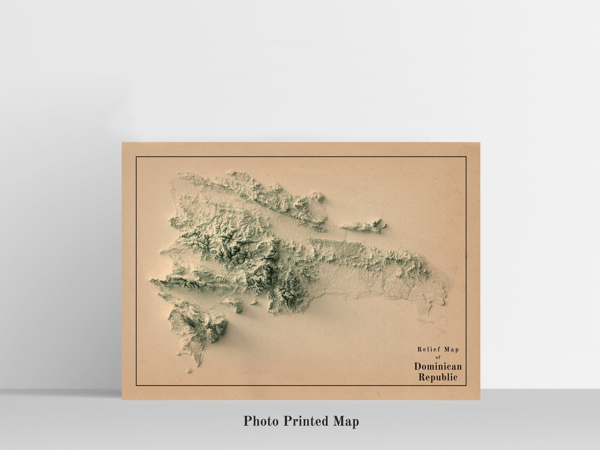 vintage shaded relief map of dominican republic