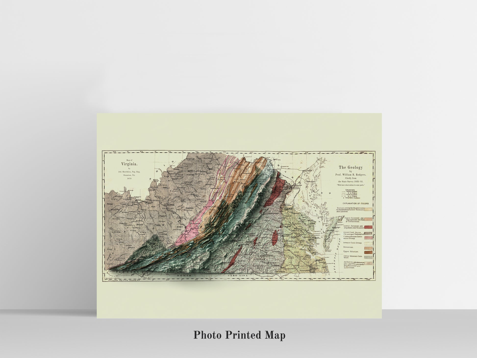 Vintage shaded relief map of Virginia, USA